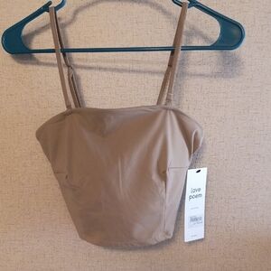 Love Poem Beige Crop Cami with Adjustable Straps